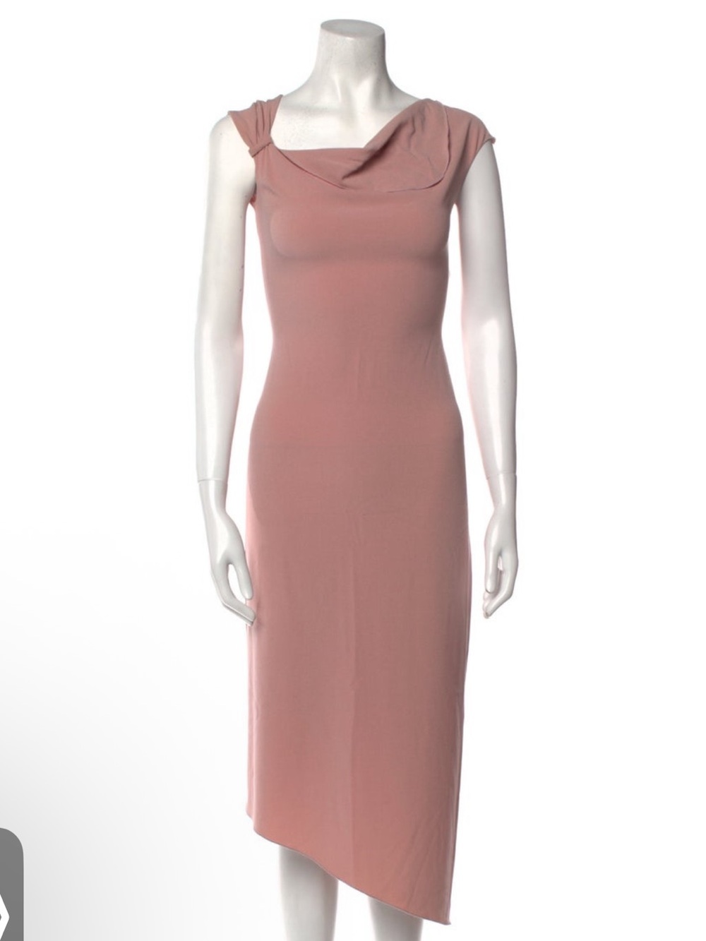 Emanuel Ungaro Dusky Rose Asymmetric Midi Dress